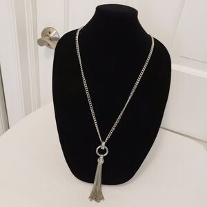 Jennifer Lopez Silvertone Statement Fashion Jewelry Necklace, Tassle